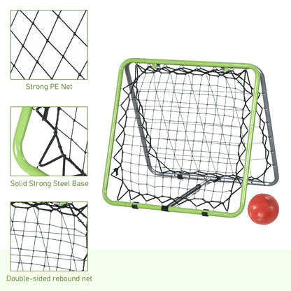 HOMCOM Football Training Net, Soccer Kickback Target Goal Both Side Rebounder Net, Adjustable Angle Goal Training Set for Kids and Children, Backyard