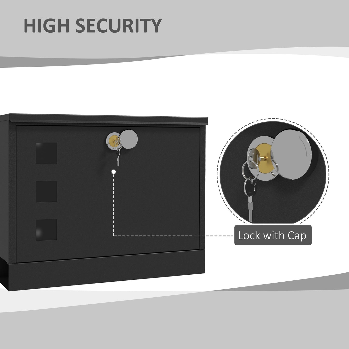 HOMCOM Wall Mounted Letterbox, Weatherproof Post Box, Modern Mailbox with 2 Keys and Viewing Windows, Easy to Install