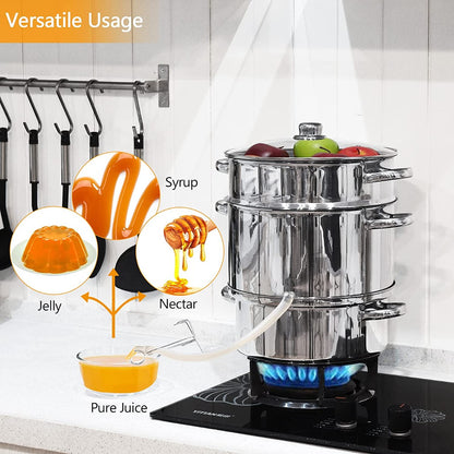 10L Stainless Steel Juice Steamer with Loop Handles