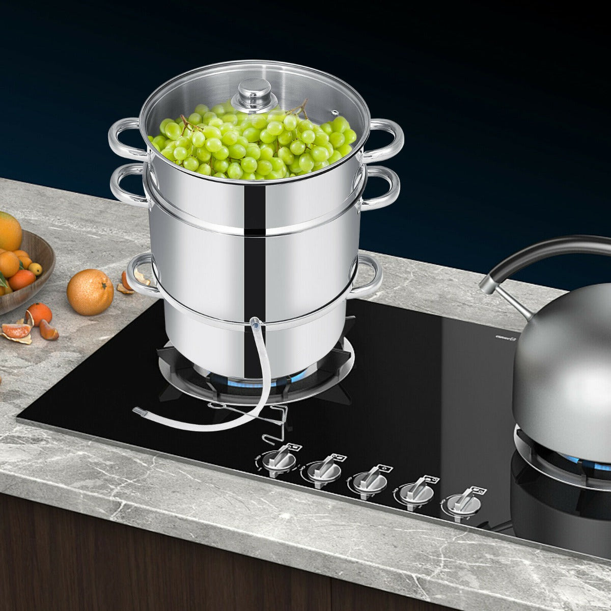 10L Stainless Steel Juice Steamer with Loop Handles