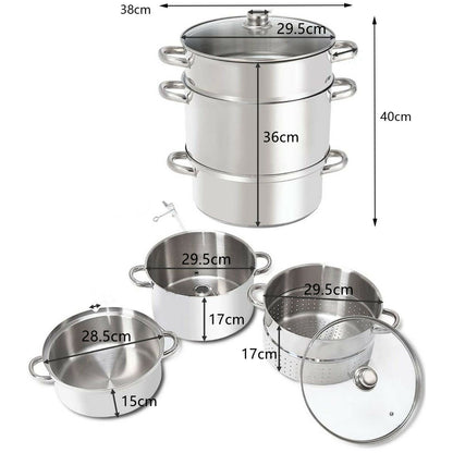 10L Stainless Steel Juice Steamer with Loop Handles