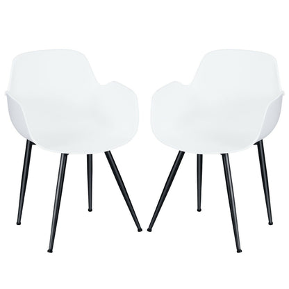 Set of 2 Modern Plastic Leisure Side Chair with Curved Armrests