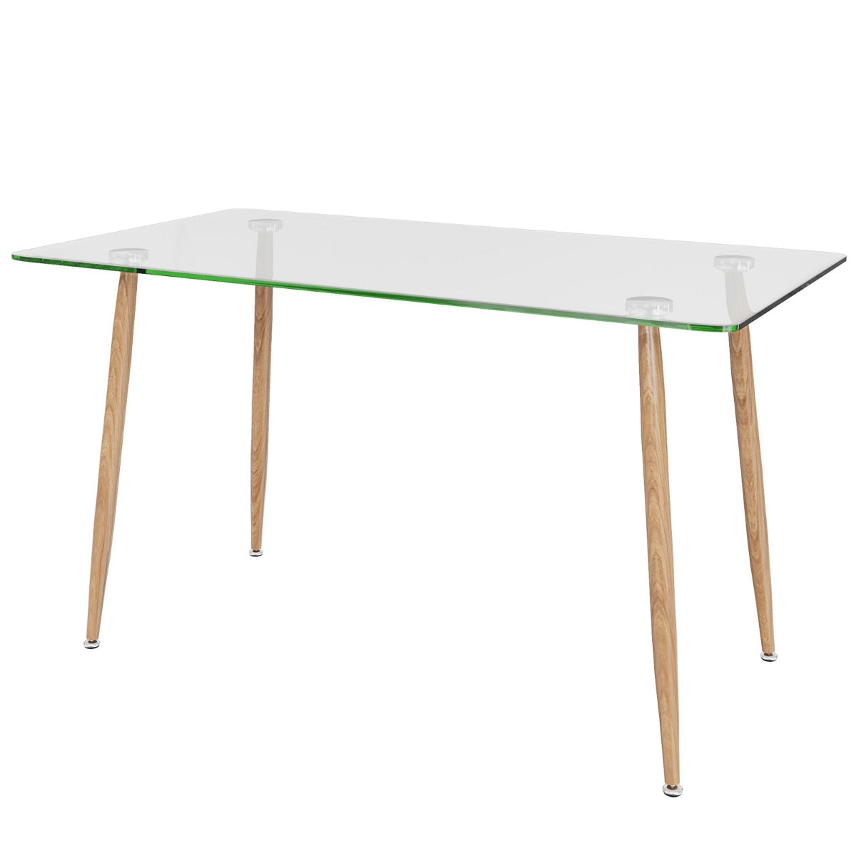 Glass Dining Table with Tempered Glass Table Top for Home Office-Natural