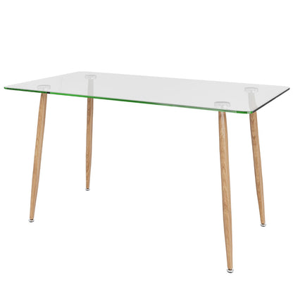 Glass Dining Table with Tempered Glass Table Top for Home Office-Natural
