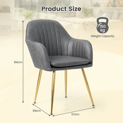 Set of 2 Upholstered Dining Chairs with Backrest and Removable Cushion