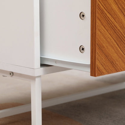 HOMCOM Modern Coffee Table, Rectangular Cocktail Table with Drawers and Open Storage Compartment, Metal Legs for Living Room