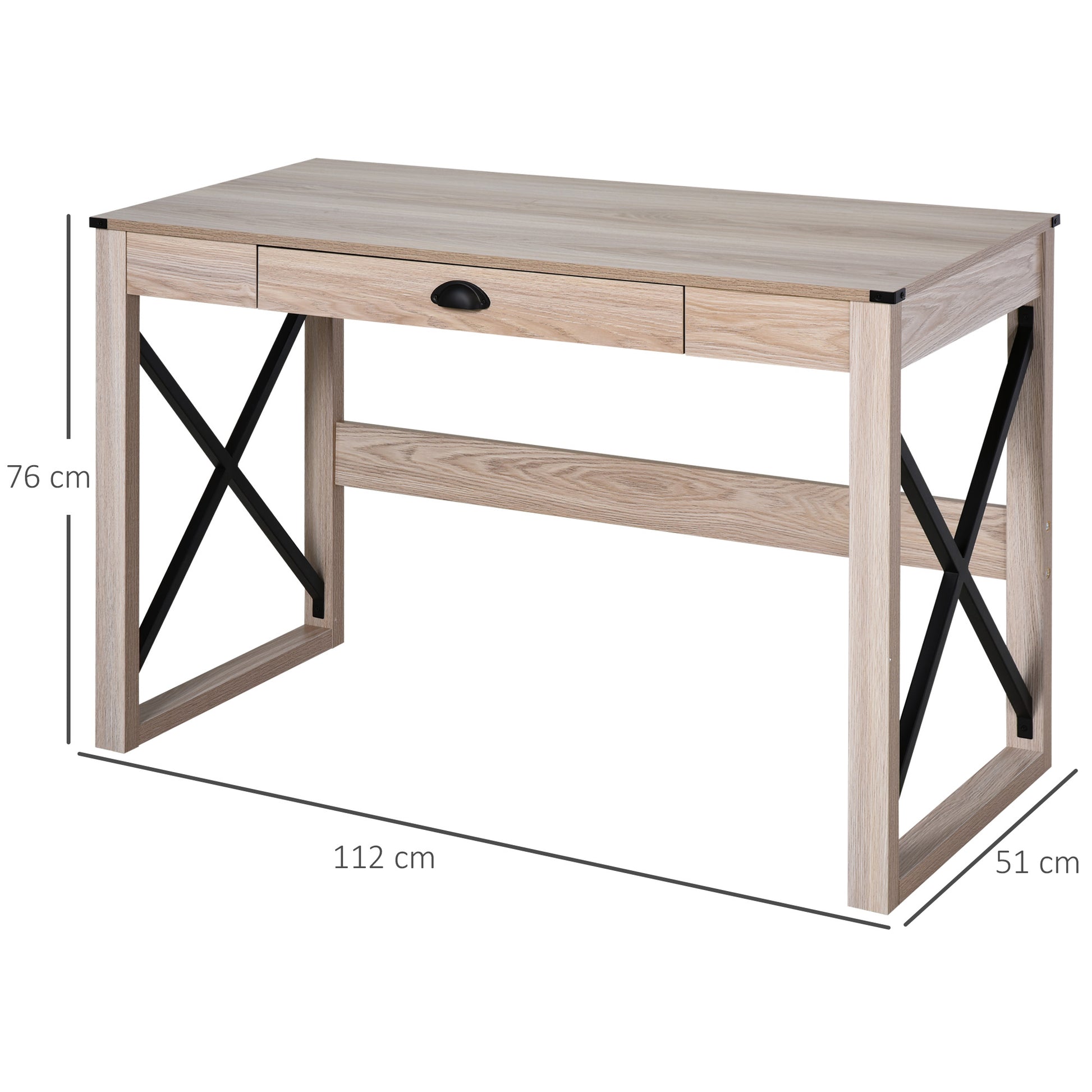 HOMCOM Computer Desk Writing Table with Drawer Home Office Workstation Large Tabletop 112Lx51Wx76Hcm