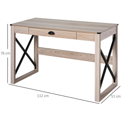 HOMCOM Computer Desk Writing Table with Drawer Home Office Workstation Large Tabletop 112Lx51Wx76Hcm