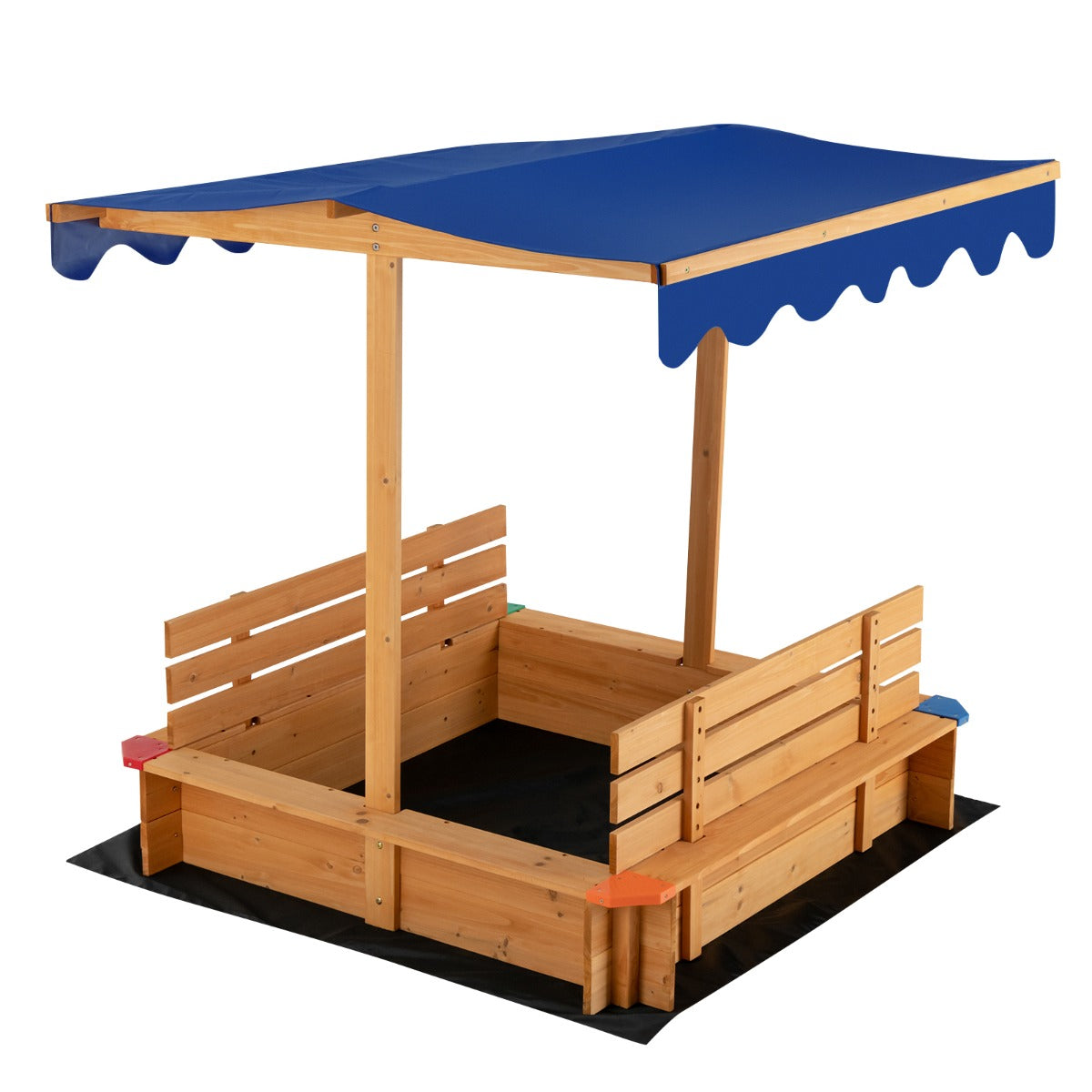 Kids Wooden Sandbox with Canopy Suitable for Backyard Home Lawn Garden