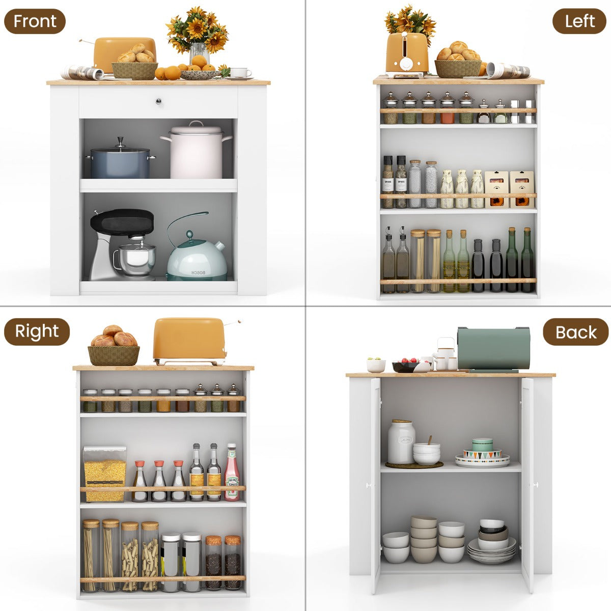 Kitchen Island with Storage-White