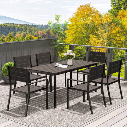 Outsunny Seven-Piece Outdoor Dining Set - Brown