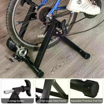 HOMCOM Foldable Indoor Bike Trainer Stationary Workout Stand,8 Level Magnetic Resistance, Black