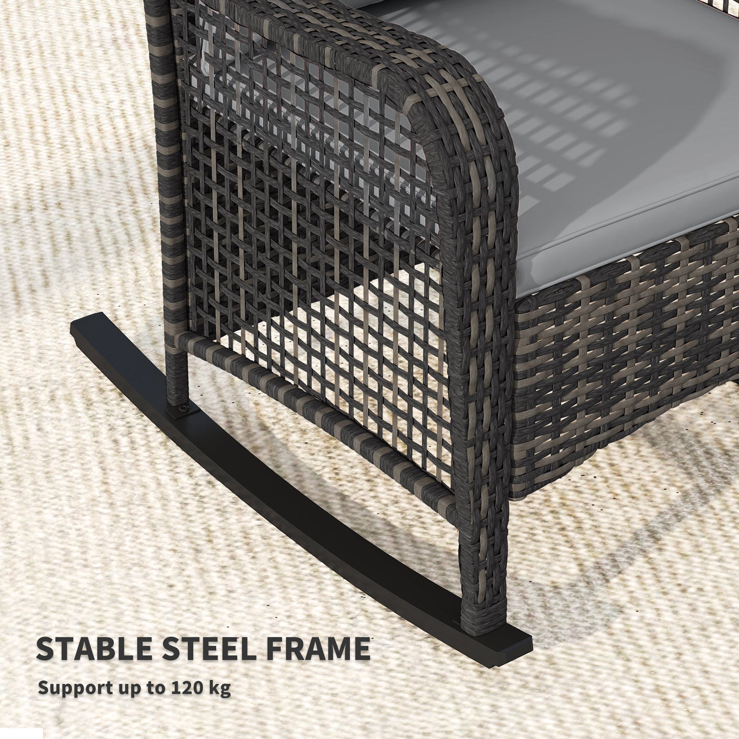 Outsunny Rattan Rocking Chair - Light Grey