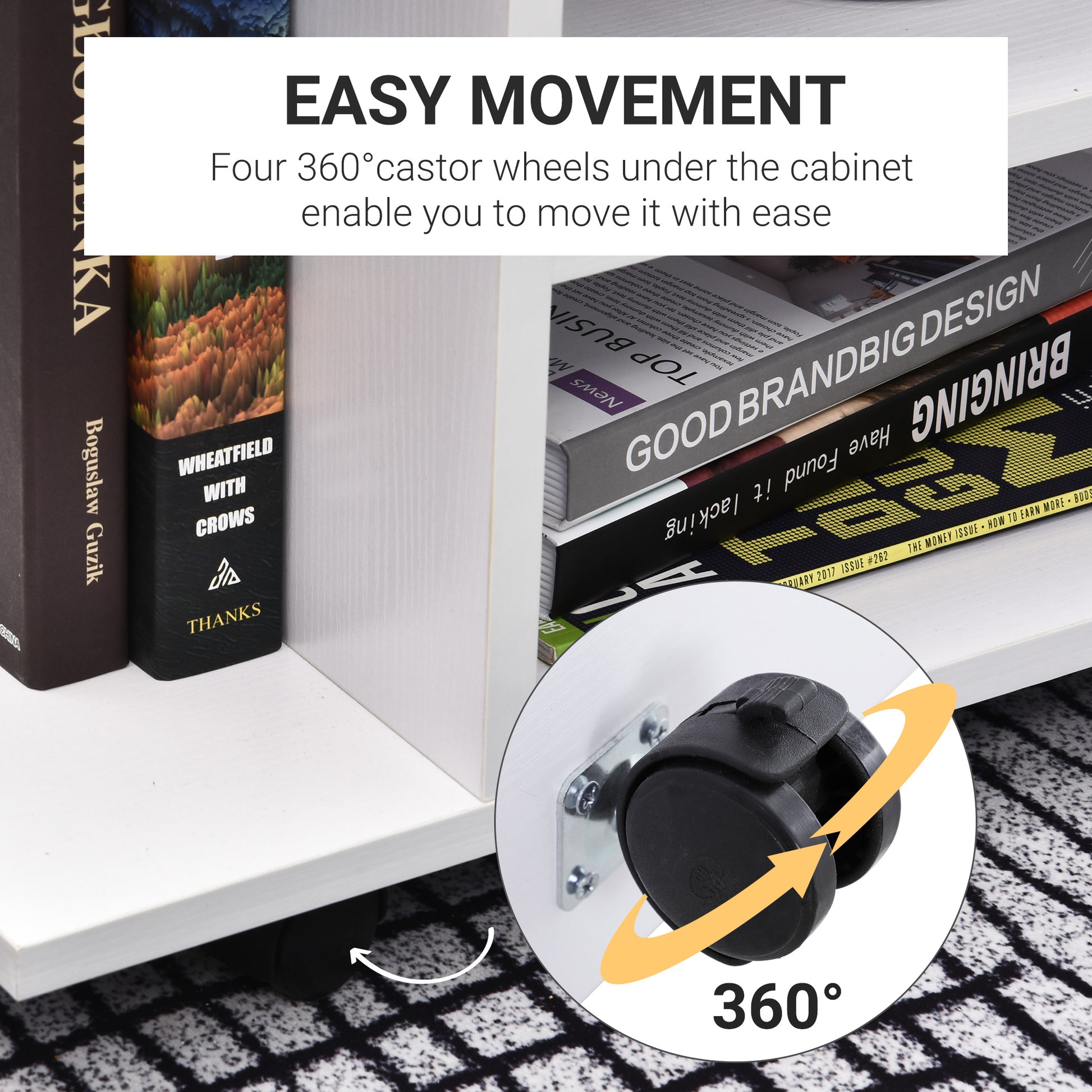 HOMCOM TV Stand W/ Shelves -White