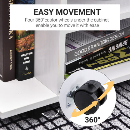 HOMCOM TV Stand W/ Shelves -White