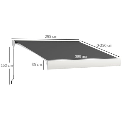 Outsunny 2.5 x 3m Electric Cassette Awning, with Remote - Grey