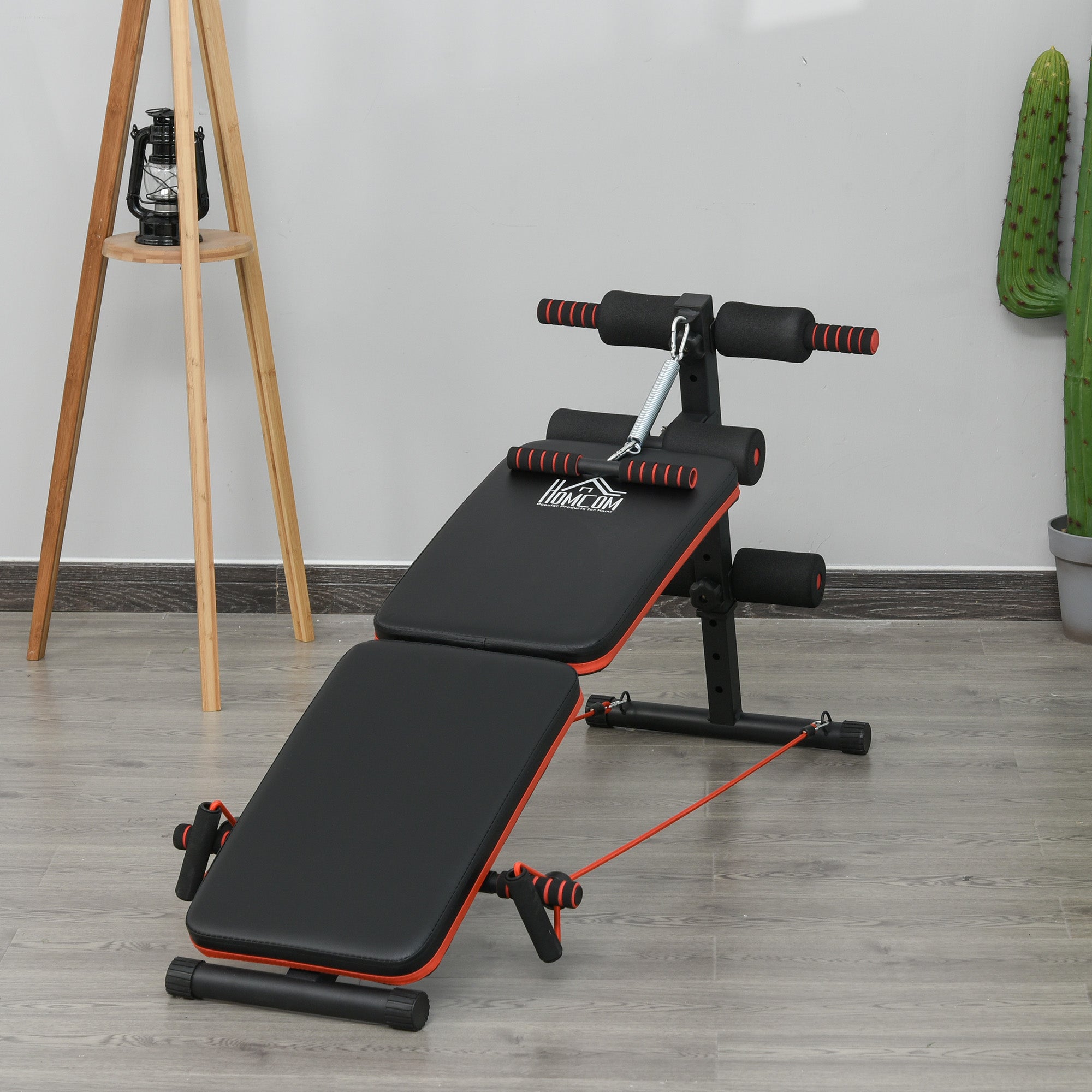 HOMCOM Steel Foldable Home Core Workout Bench Red/Black – GardenArch