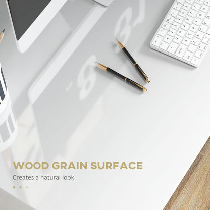 HOMCOM 90 x 50cm Computer Table, Modern Home Office Desk, Small Writing Desk with Storage Shelf, High Gloss White