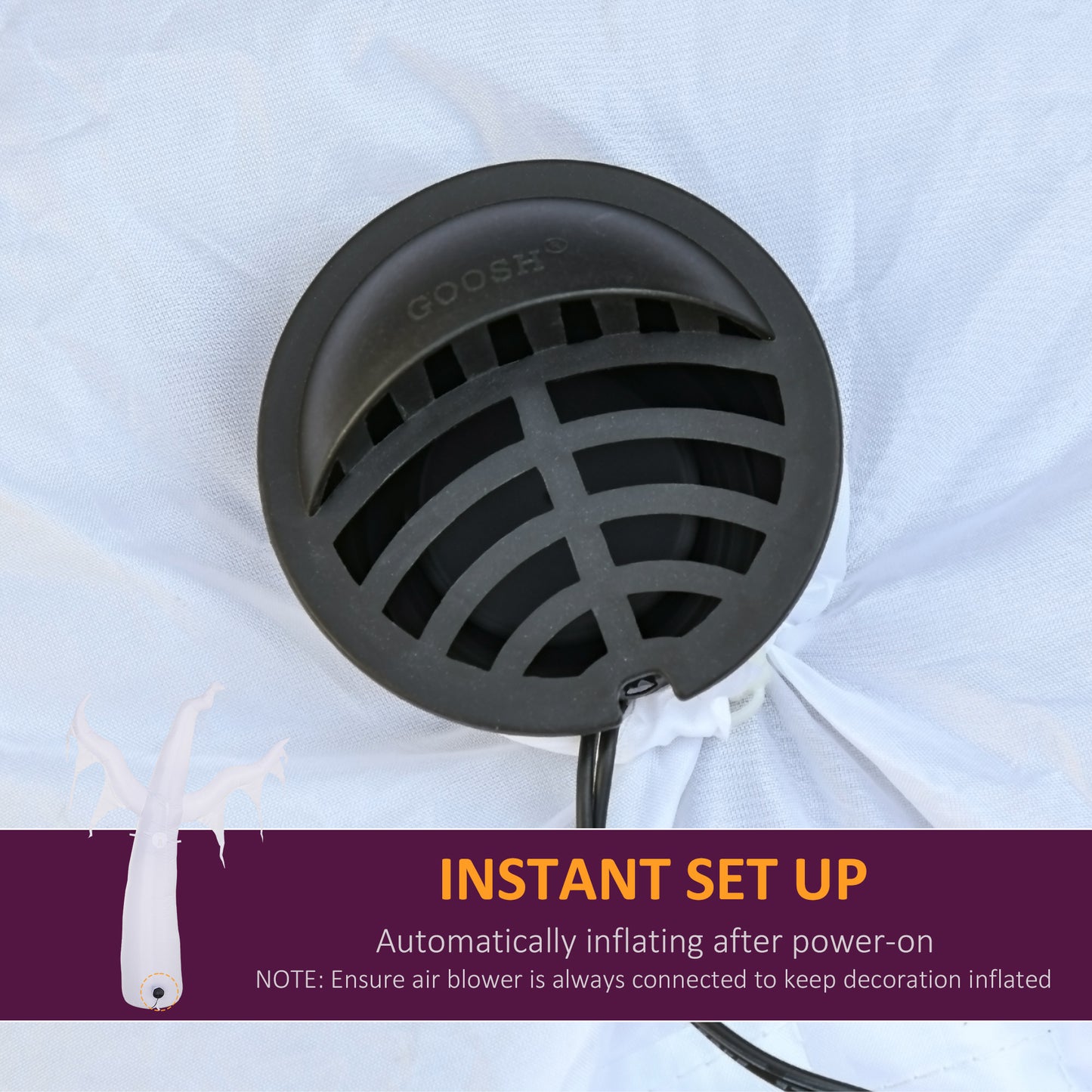 HOMCOM Next Day Delivery Scary Ghost Inflatable Halloween Scary Ghost Outdoor Decoration with LED Lights 1.2M