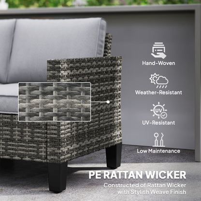 Outsunny Two-Seater Rattan Outdoor Sofa - Dark Grey