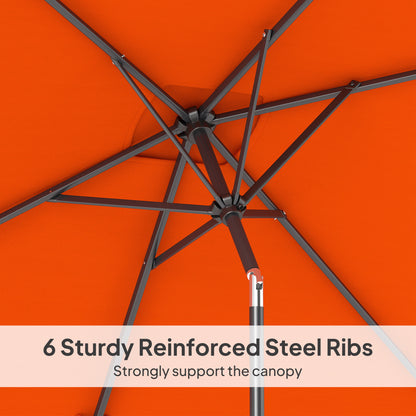Outsunny 3x2m Patio Parasol Garden Umbrellas Canopy with Aluminium Tilt Crank Rectangular Sun Shade Steel, Orange