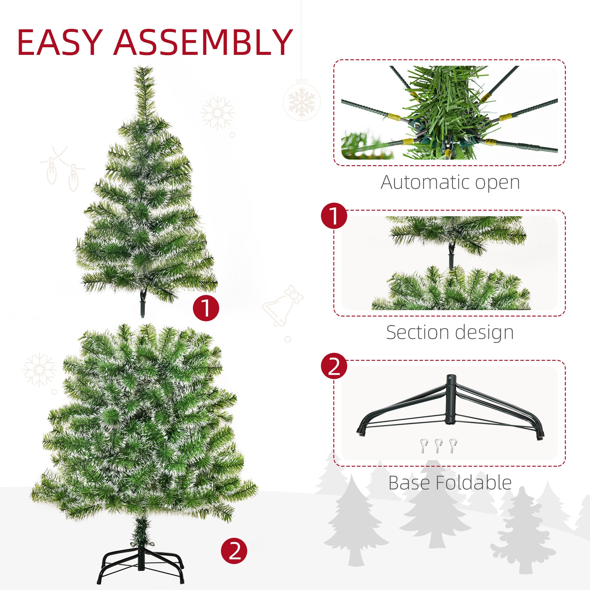 HOMCOM Artificial Christmas Tree, 1.5M-Green 