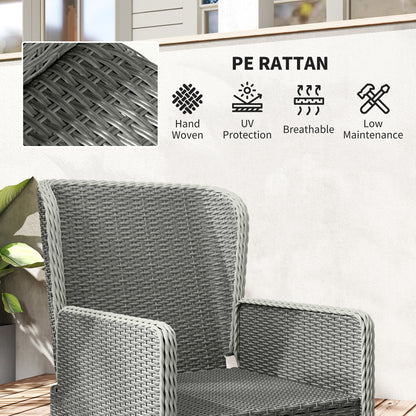 Outsunny Five-Piece Reclining Rattan Chair Set - Charcoal Grey