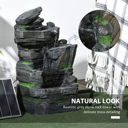 Outsunny Garden Water Feature with LED Lights - Dark Grey