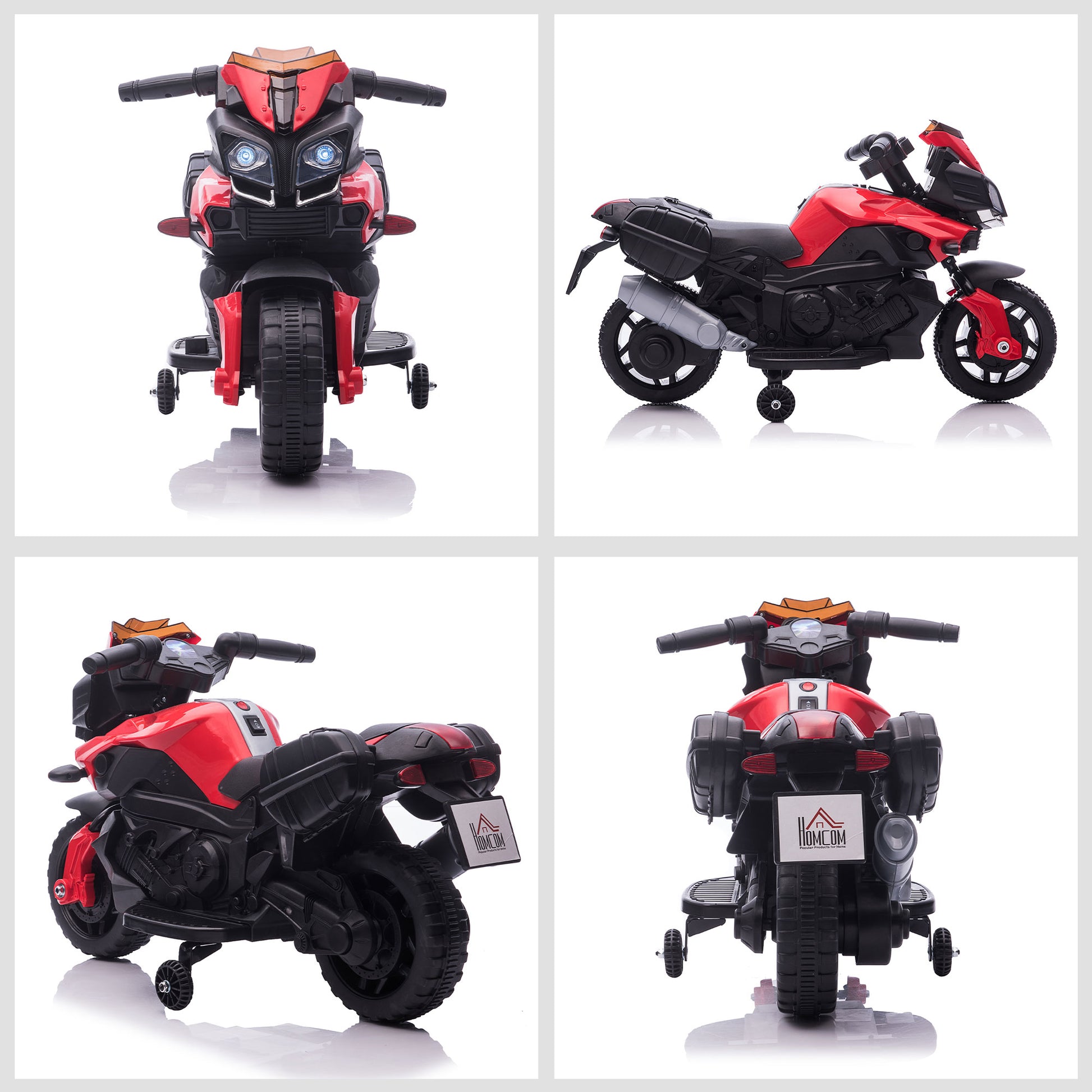 HOMCOM Kids Electric Pedal Motorcycle Ride-On Toy Battery Powered Rechargeable 6V Realistic Sounds 3 km/h Max Speed for Girls Boy 18-48 months Red