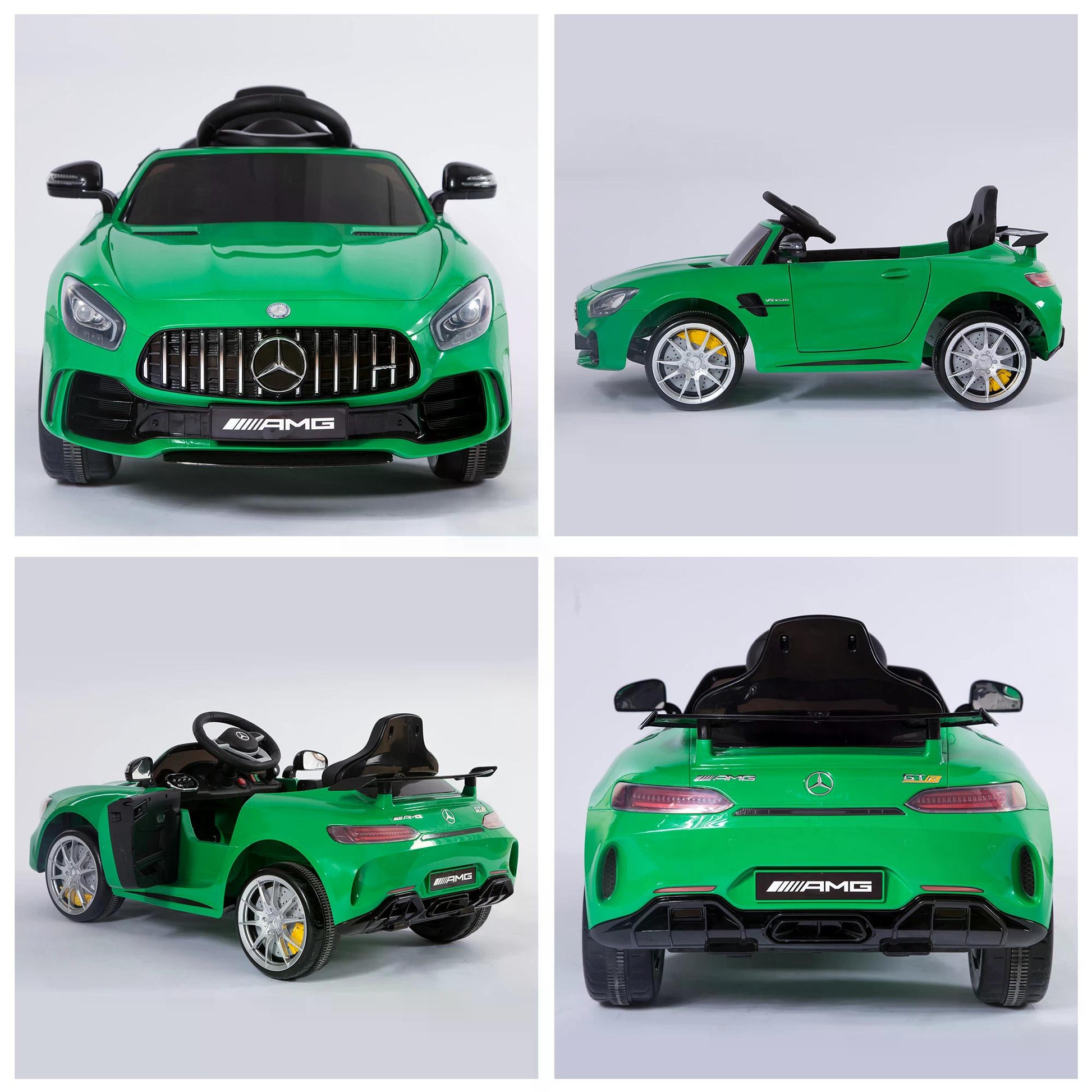 HOMCOM Compatible 12V Battery-powered 2 Motors Kids Electric Ride On Car GTR Toy with Parental Remote Control Music Lights MP3 for 3-5 Years Old Green