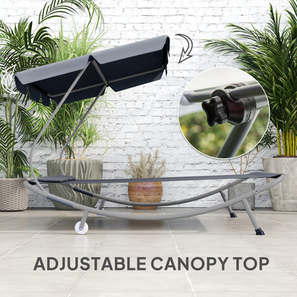 Outsunny Double Outdoor Bed, with Canopy - Light Grey