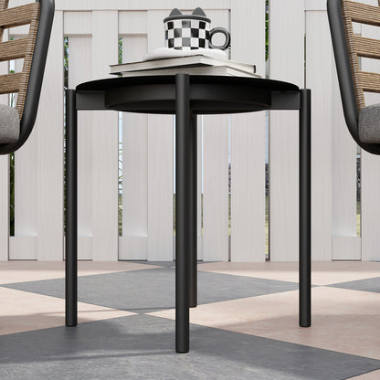 Outsunny 3 Pieces Rattan Bistro Set with Washable Seat and Back Cushions, Glass Top Coffee Table, for Outdoor, Patio, Black