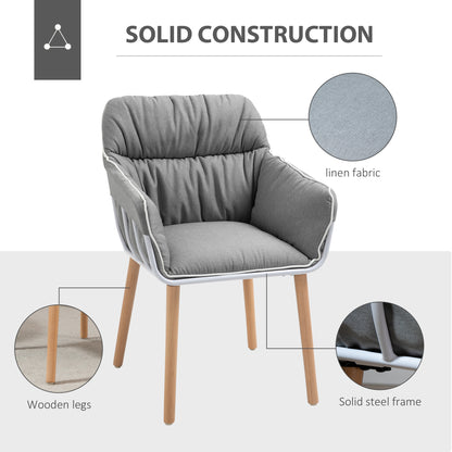 HOMCOM Contrast Piped Accent Chair Modern Home Seat w/ Thick Padding Wood Legs Foot Pads Modern Leisure Armchair Bedroom Lounge Conservatory