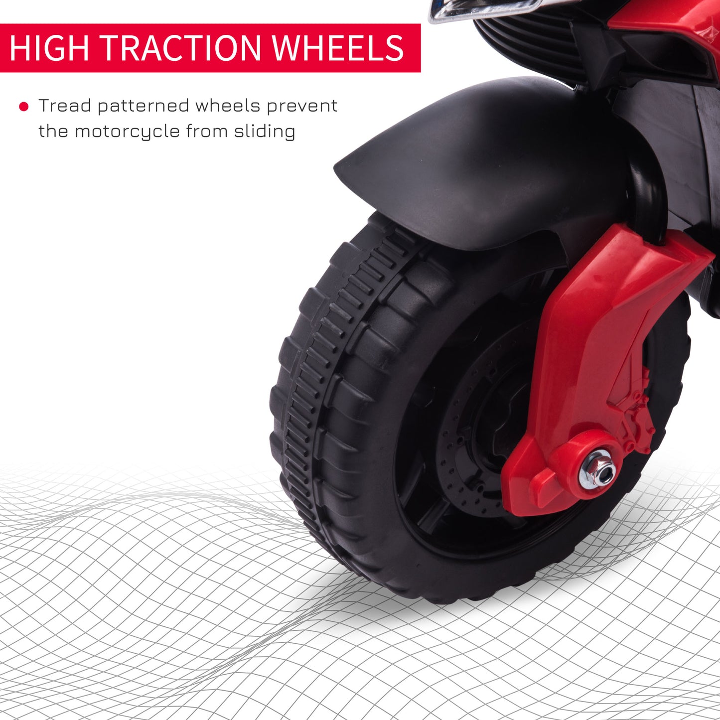 HOMCOM Kids Electric Pedal Motorcycle Ride-On Toy Battery Powered Rechargeable 6V Realistic Sounds 3 km/h Max Speed for Girls Boy 18-48 months Red