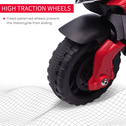 HOMCOM Kids Electric Pedal Motorcycle Ride-On Toy Battery Powered Rechargeable 6V Realistic Sounds 3 km/h Max Speed for Girls Boy 18-48 months Red