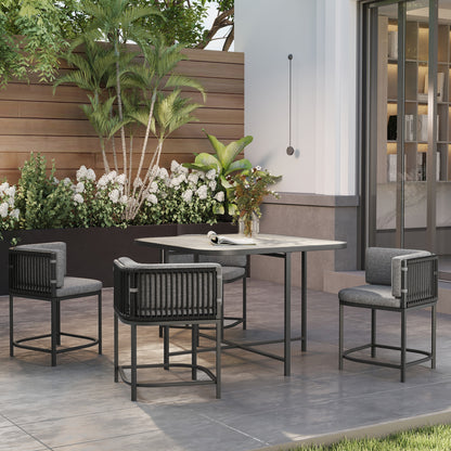Outsunny 4-Seater Rattan Cube Garden Furniture Set with Cushions - Charcoal Grey