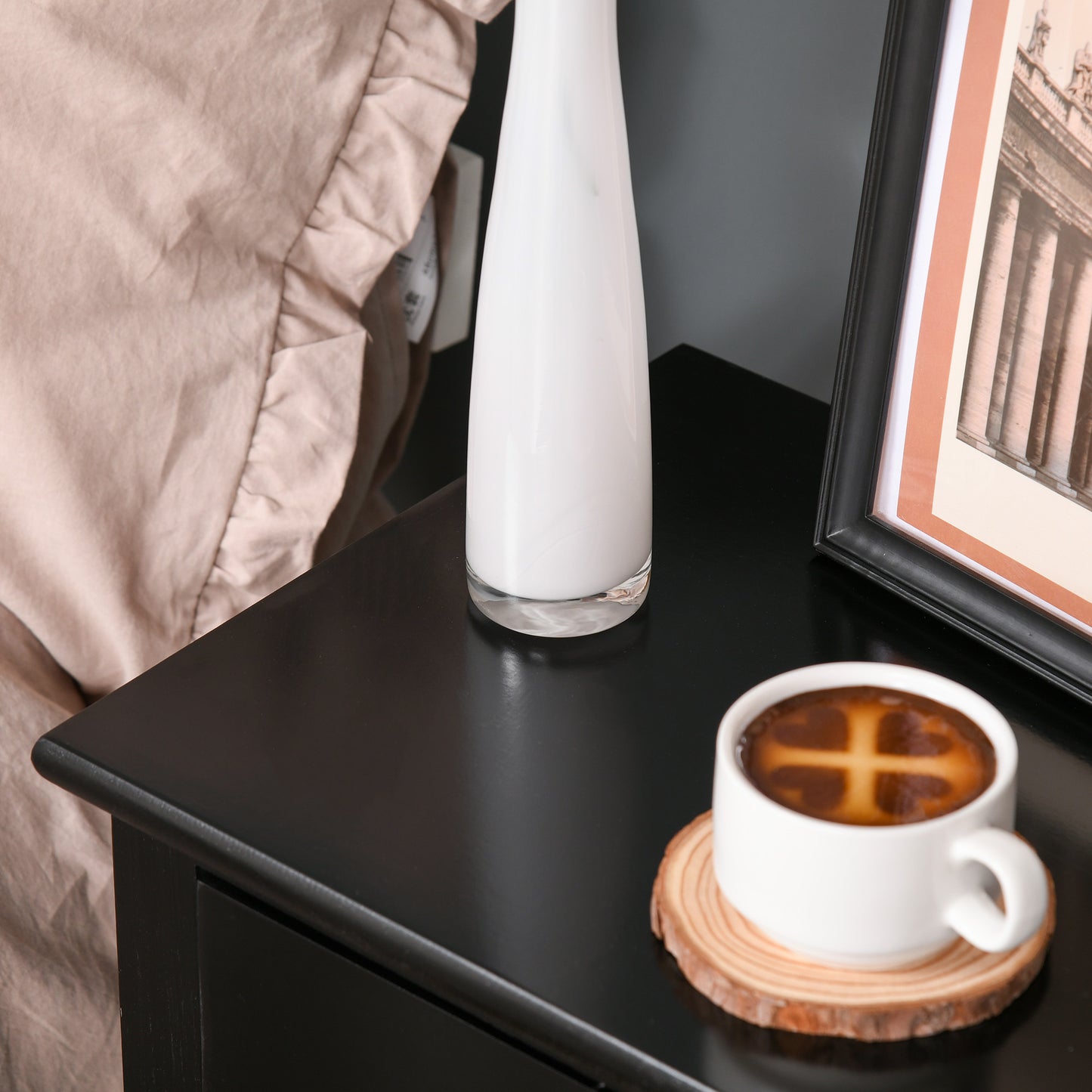 HOMCOM Traditional Accent End Table With 1 Drawer,X Bar Bottom Storage Shelf, for Living Room Bedroom Room 40L x 30W x 55H cm - Black