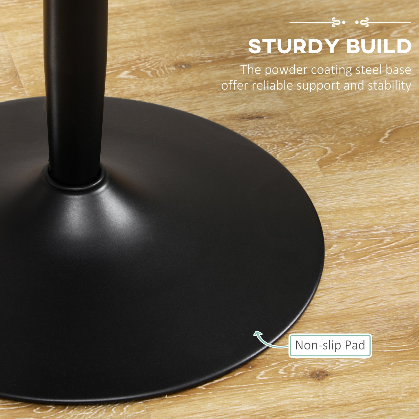 HOMCOM Round Dining Table, Modern Dining Room Table with Steel Base, Non-slip Foot Pad, Space Saving Small Dining Table, Black