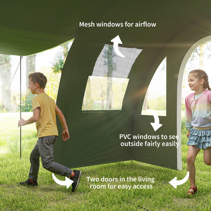 Outsunny 5-6 Man Camping Tent with 2 Room, Floor and Carry Bag - Green