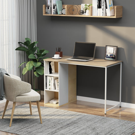 HOMCOM Home Office Computer Desk with Storage Shelves Study Writing Table Workstation, Oak Tone