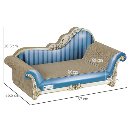 PawHut 2-in-1 Cat Scratching Board with Catnip for Indoor Cats, 26.5 x 57 x 26.5cm, Blue