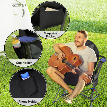 Outsunny Hammock Camping Chair Set of 2, Adjustable Back Swinging Camping Chair Portable Swinging Chair with Cup Holder, Headrest, Padded Seat and Carry Bag for Travel Fishing Hiking, Black