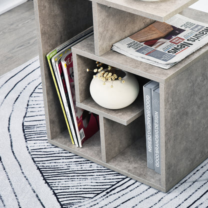 HOMCOM Side Table, 3 Tier End Table with Open Storage Shelves, Living Room Coffee Table Organiser Unit, Cement Colour