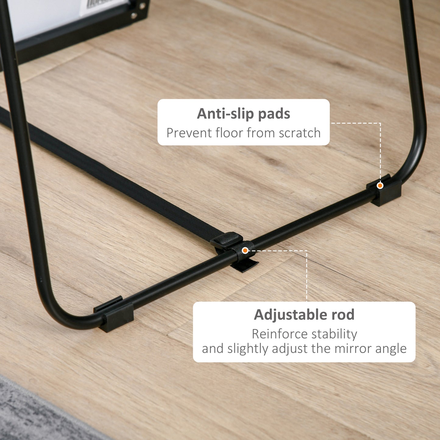 HOMCOM Full Length Dressing Mirror, Floor Standing or Wall Hanging, Aluminum Alloy Framed Full Body Mirror for Bedroom, Living Room, Black