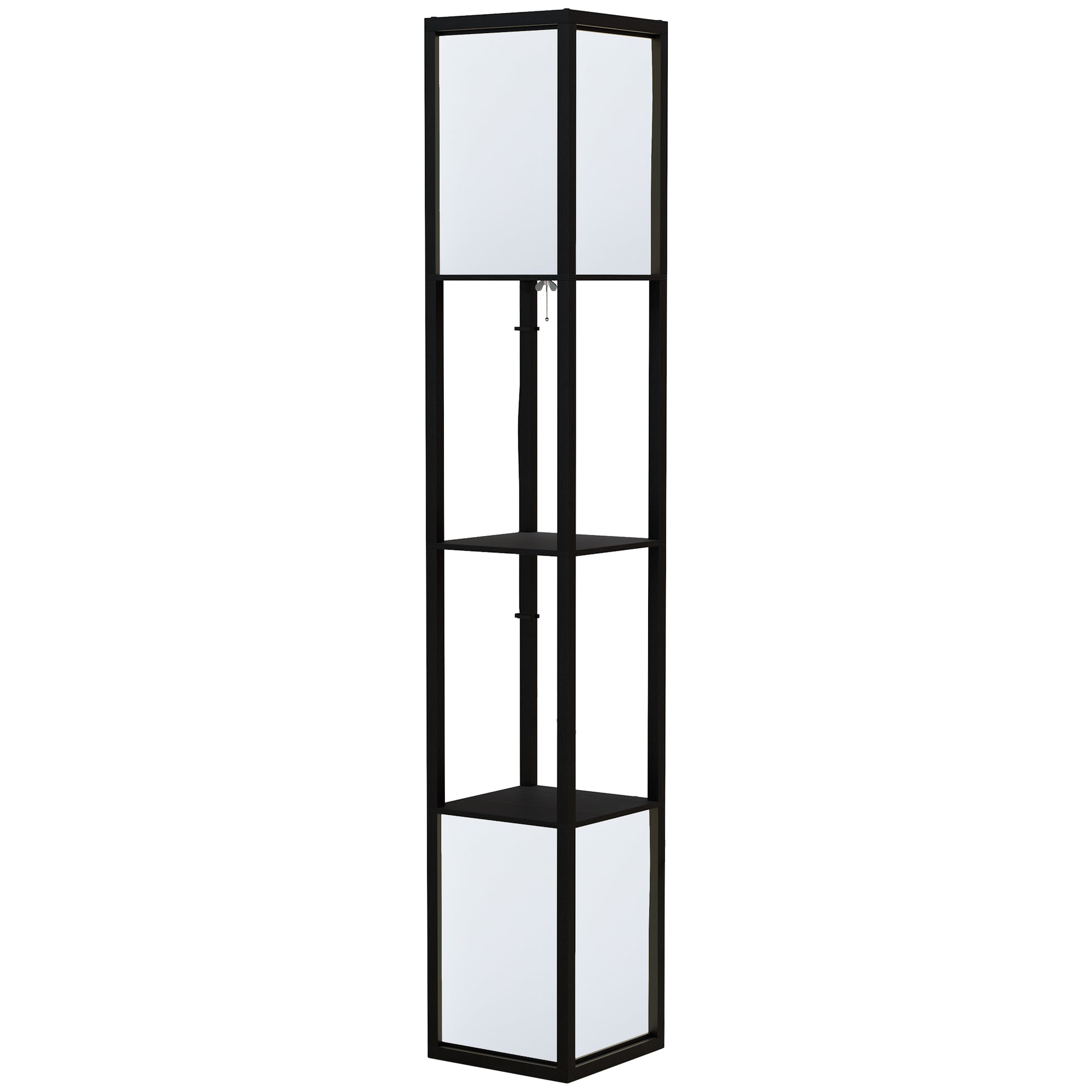 HOMCOM Modern Shelf Floor Lamp with Dual Ambient Light, Standing Lamp Living Room, Bedroom, 156cm, Black