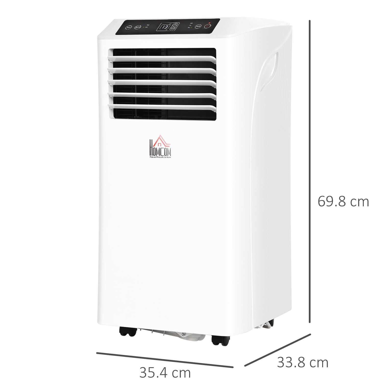HOMCOM Mobile Air Conditioner with Remote Control, Timer, Cooling Dehumidifying Ventilating, LED Display White - 1080W