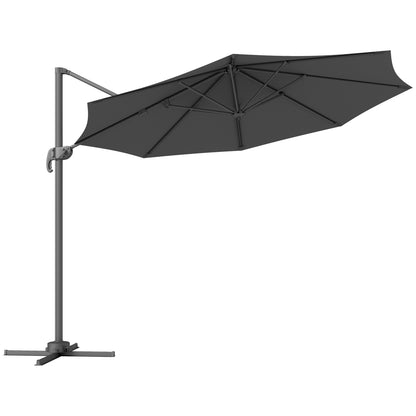 Outsunny 3 x 3(m) Cantilever Parasol with Cross Base, Garden Umbrella with 360° Rotation, Crank Handle and Tilt for Outdoor, Black