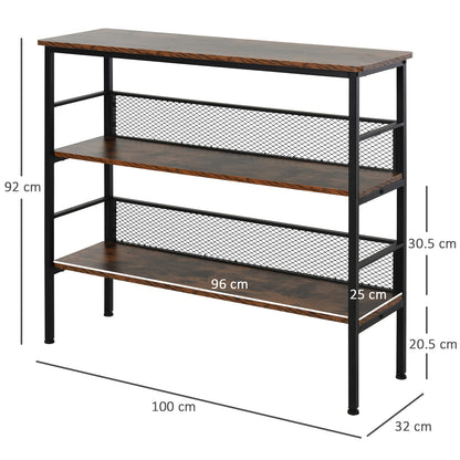 HOMCOM 3-Tier Corner Shelf Unit Adjustable Feet Back Panels Smooth Surface Home Office Stylish-Black Brown