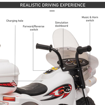 HOMCOM Toddlers Electric PP Motorcycle Ride On Trike White