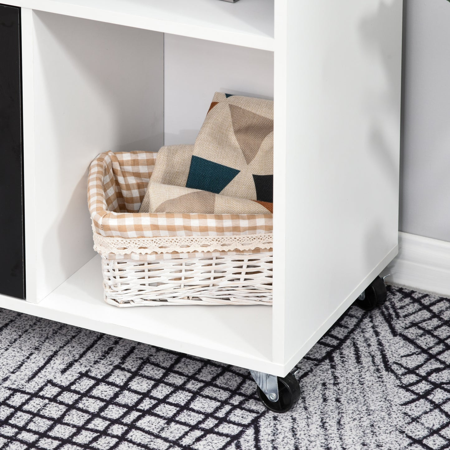 HOMCOM Mobile File Cabinet Home Office Lateral Filing Cabinet, Printer Stand with Open  Shelves, Storage Organizer with Lockable Drawer, Black